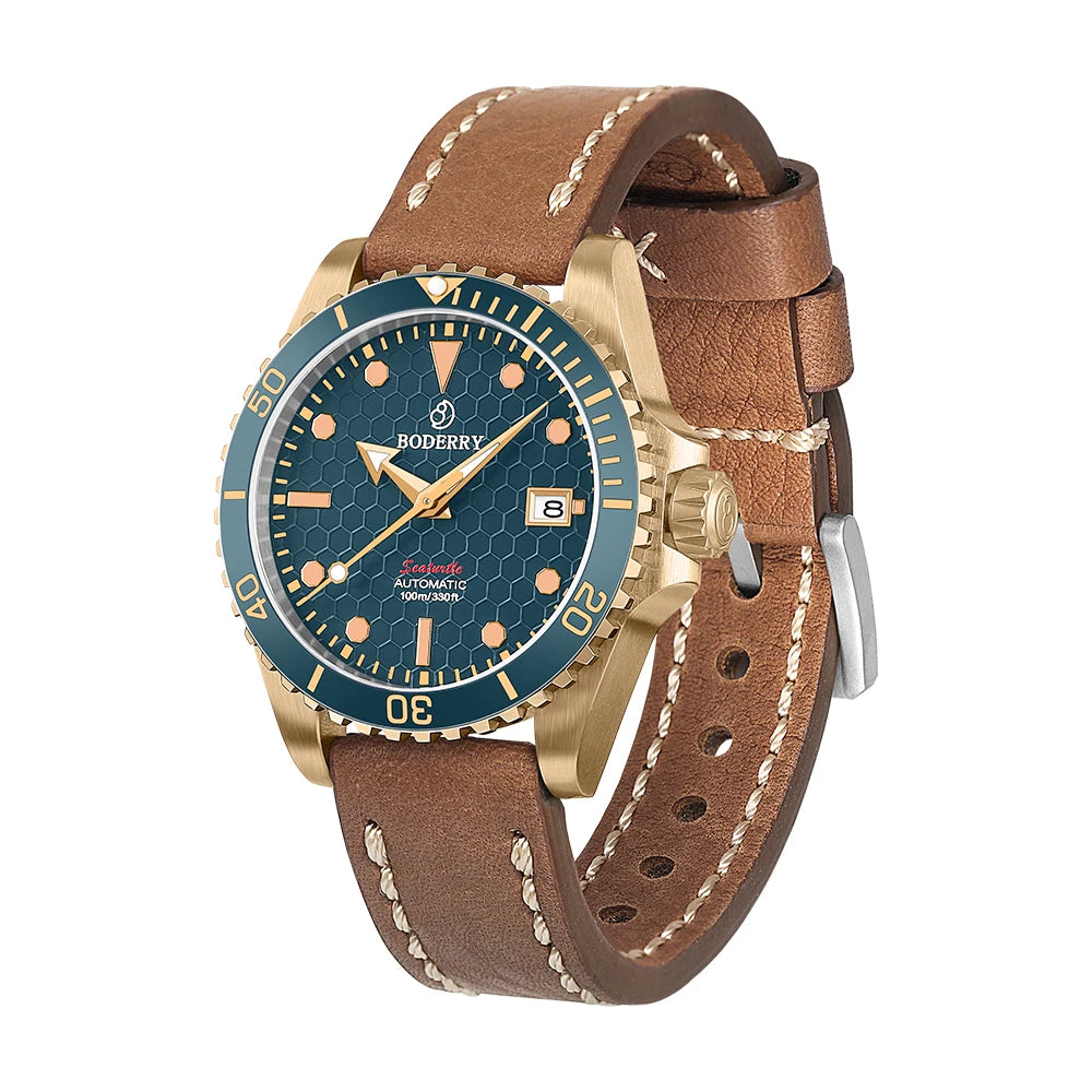 BODERRY Seaturtle Titanium & Bronze Dive Watch - 200M Waterproof Automatic