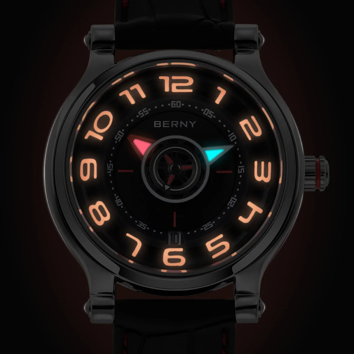 BERNY Mechanical Watch - Miyota 8215 Compass Tire Dial Super Luminous Sapphire Crystal