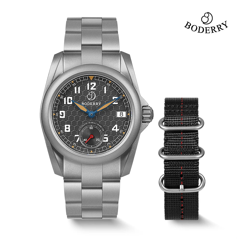 BODERRY Titanium Automatic Field Watch - 100M Waterproof Military Top Brand