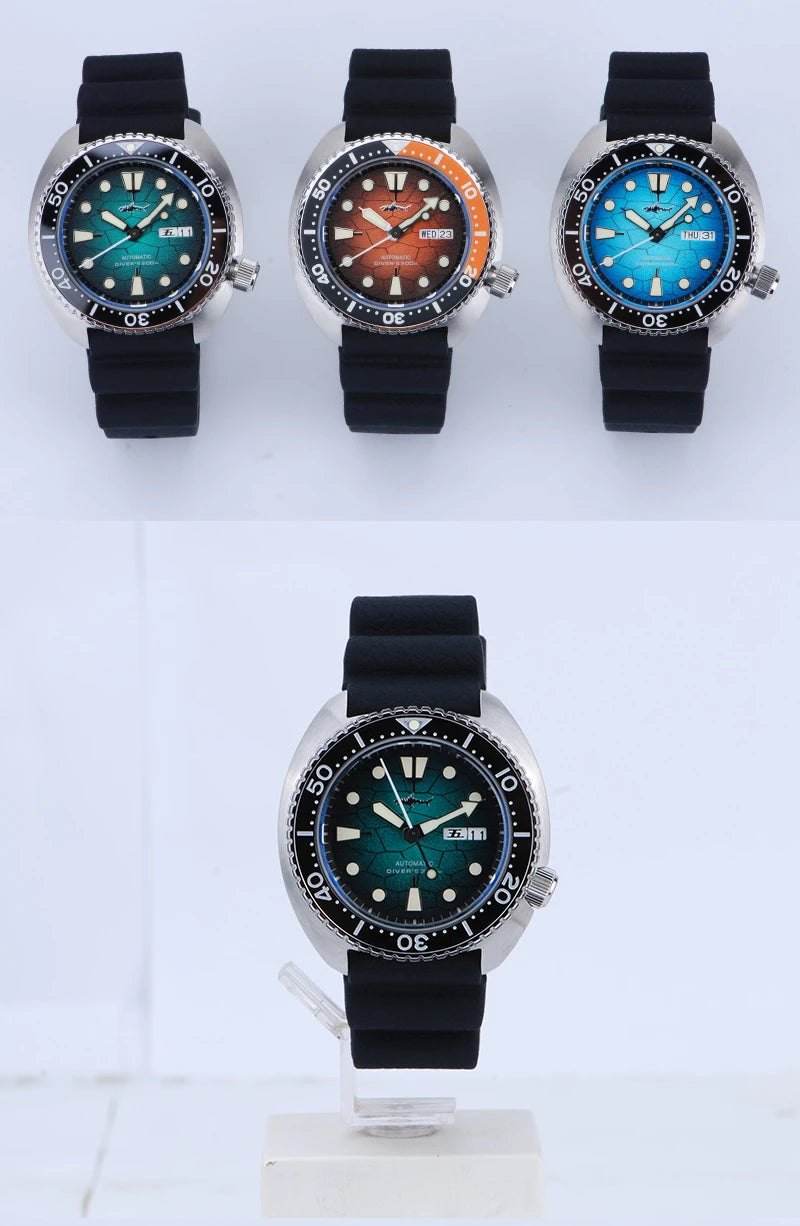 Heimdallr 6105 Turtle King Men Diver Watch Ceramic Bezel Sapphire Mirror 20Bar Waterproof NH36A Automatic Mechanical Wristwatch