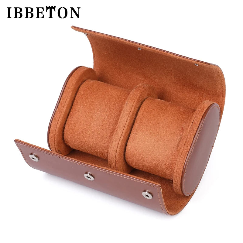 IBBETON Watch Roll Travel Case - 1/2/3 Slot Leather Portable Storage Organizer