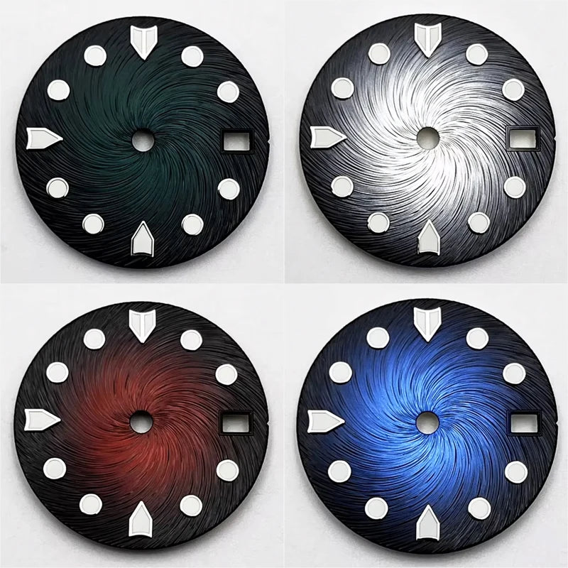 28.5mm S Logo Dial - Blue Luminous for NH35/NH36/4R/7S Movements, 4 Variants