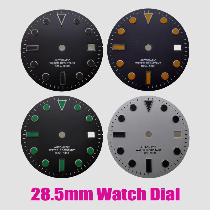 28.5mm Watch Dial - Blue Luminous for NH35/NH36/8215/ETA 2824/2836, 8 Variants
