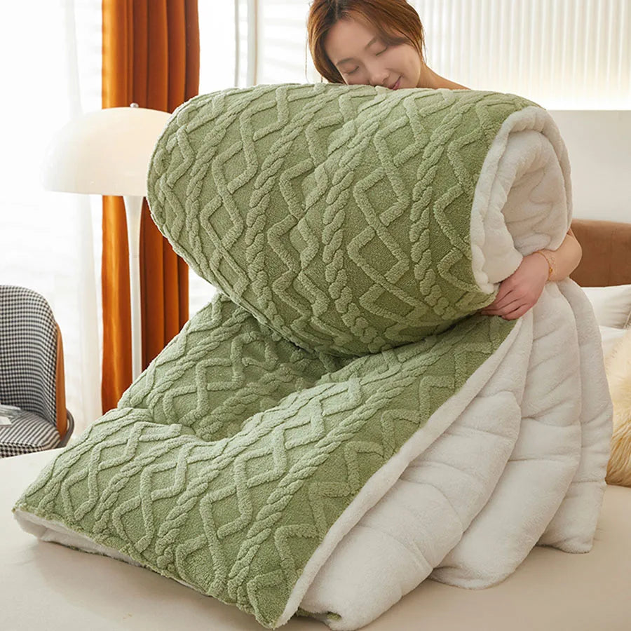 Super Thick Winter Weighted Blanket - Artificial Lamb Cashmere Comforter