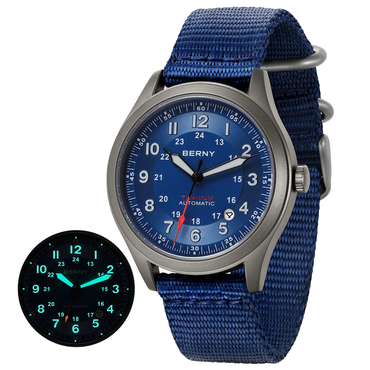BERNY Automatic Titanium Field Watch - Miyota 8215 Super Luminous Sapphire