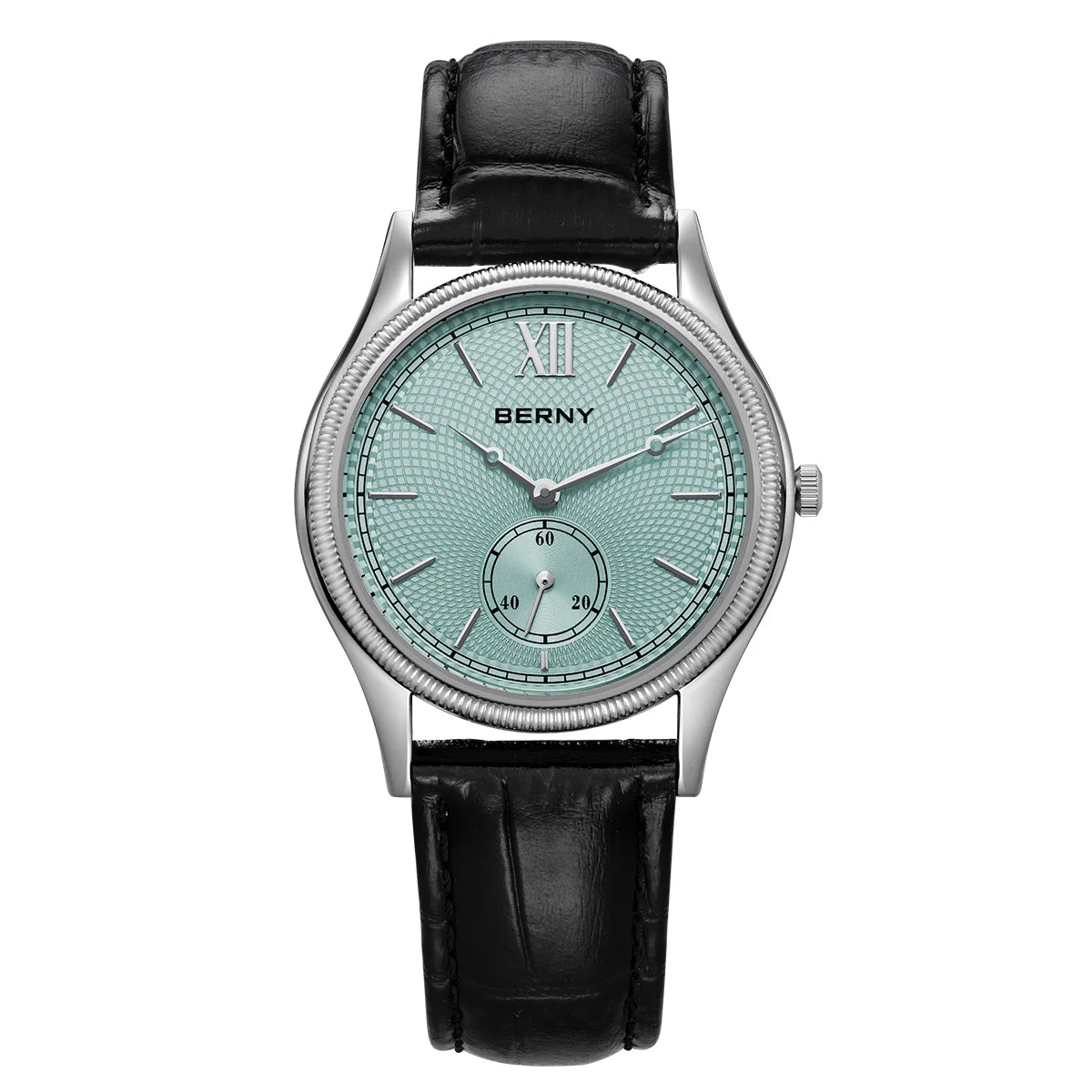 BERNY Men's Watches Luxury Classic Stylish Dress Quartz Watch Ultra-Thin Stainless Steel Case Elegance Leather Strap Wristwatch