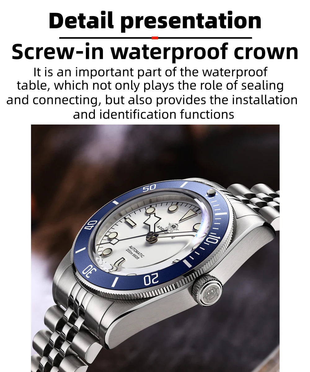 ADDIESDIVE 39mm Automatic Dive Watch - NH35 Movement 200M Sapphire BGW9 Lume