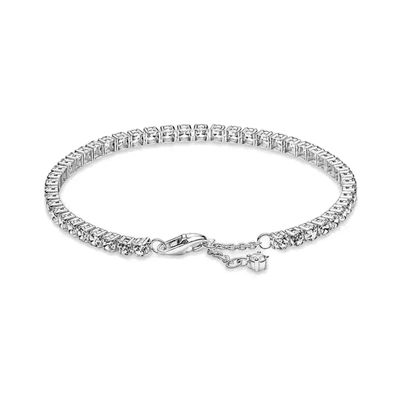925 Sterling Silver Heart-Shaped Zirconia Tennis Bracelet - Luxury Gift