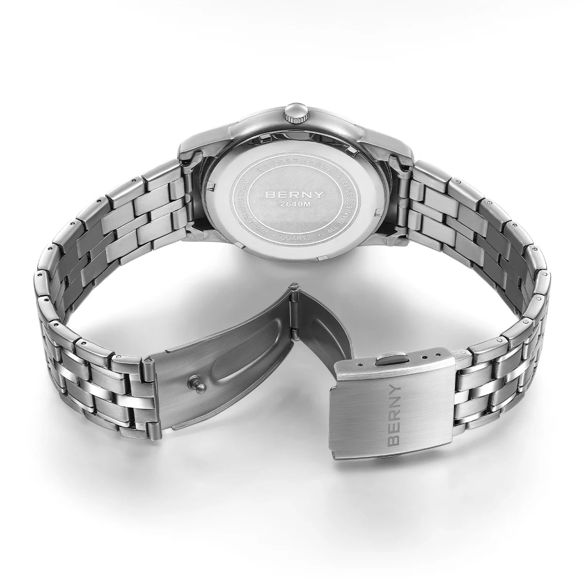 BERNY Men's Quartz Pilot Watch Stainless Steel Luminous Easy Reader Precision Quartz Movement