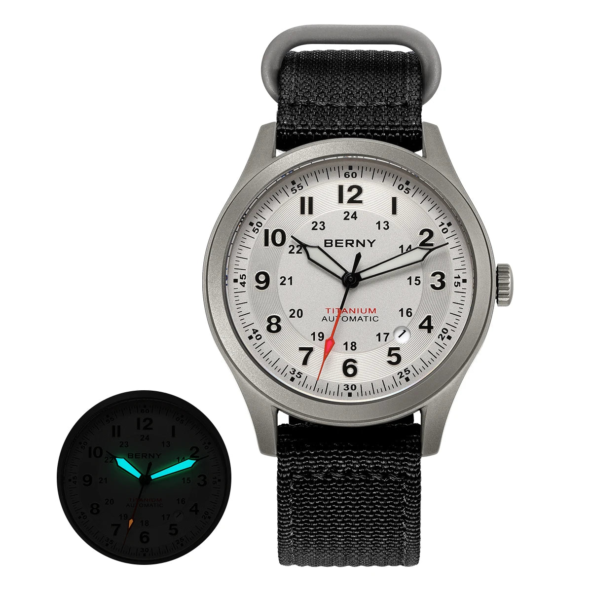 BERNY Automatic Titanium Field Watch - Miyota 8215 Super Luminous Sapphire