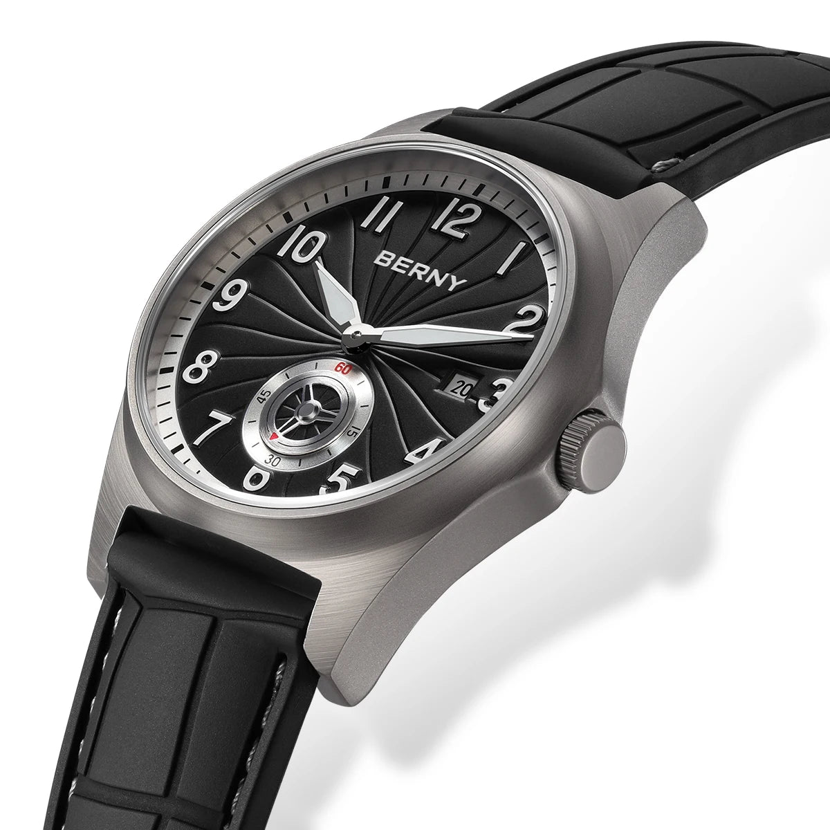 BERNY Titanium Automatic Watch Original Design - 10ATM Super Luminous Sapphire Crystal Fluororubber