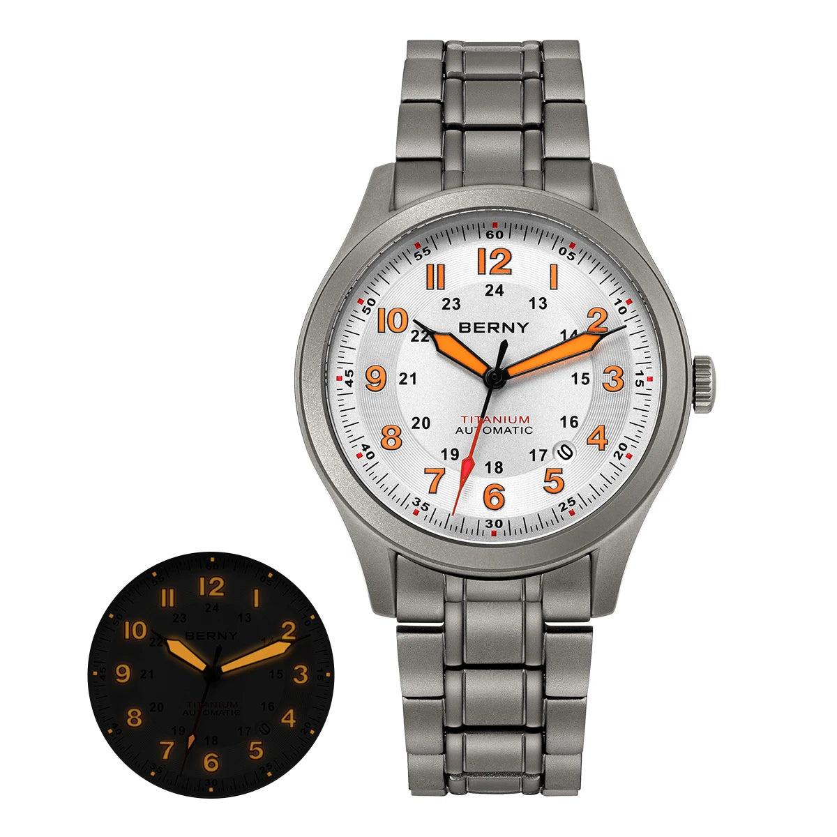 BERNY Automatic Titanium Field Watch - Miyota 8215 Super Luminous Sapphire