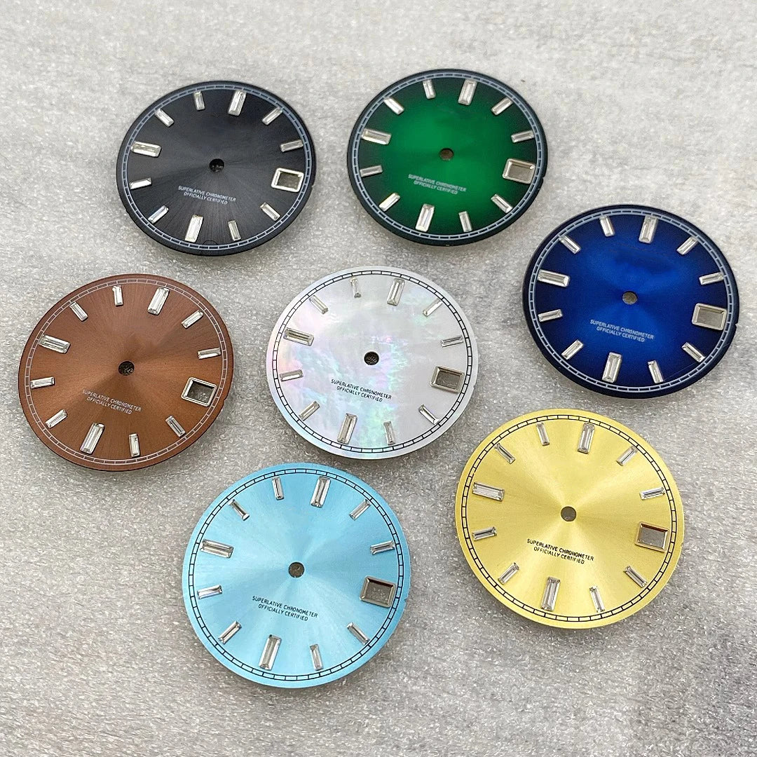 28.5mm Watch Dial - Green Luminous Gradient for NH35/NH35A 3/3.8 Crown, 11 Variants