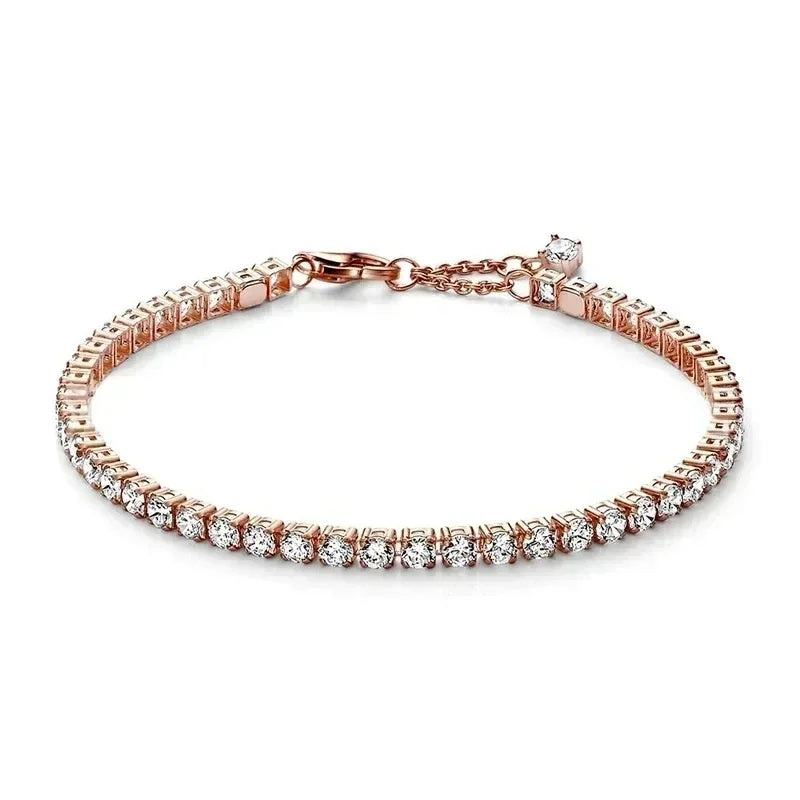 925 Sterling Silver Heart-Shaped Zirconia Tennis Bracelet - Luxury Gift