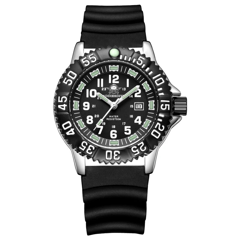 ADDIESDIVE MY-050S Military Watch | 50mm Miyota 2115 | Nylon Strap | Tubular Luminous | 50M