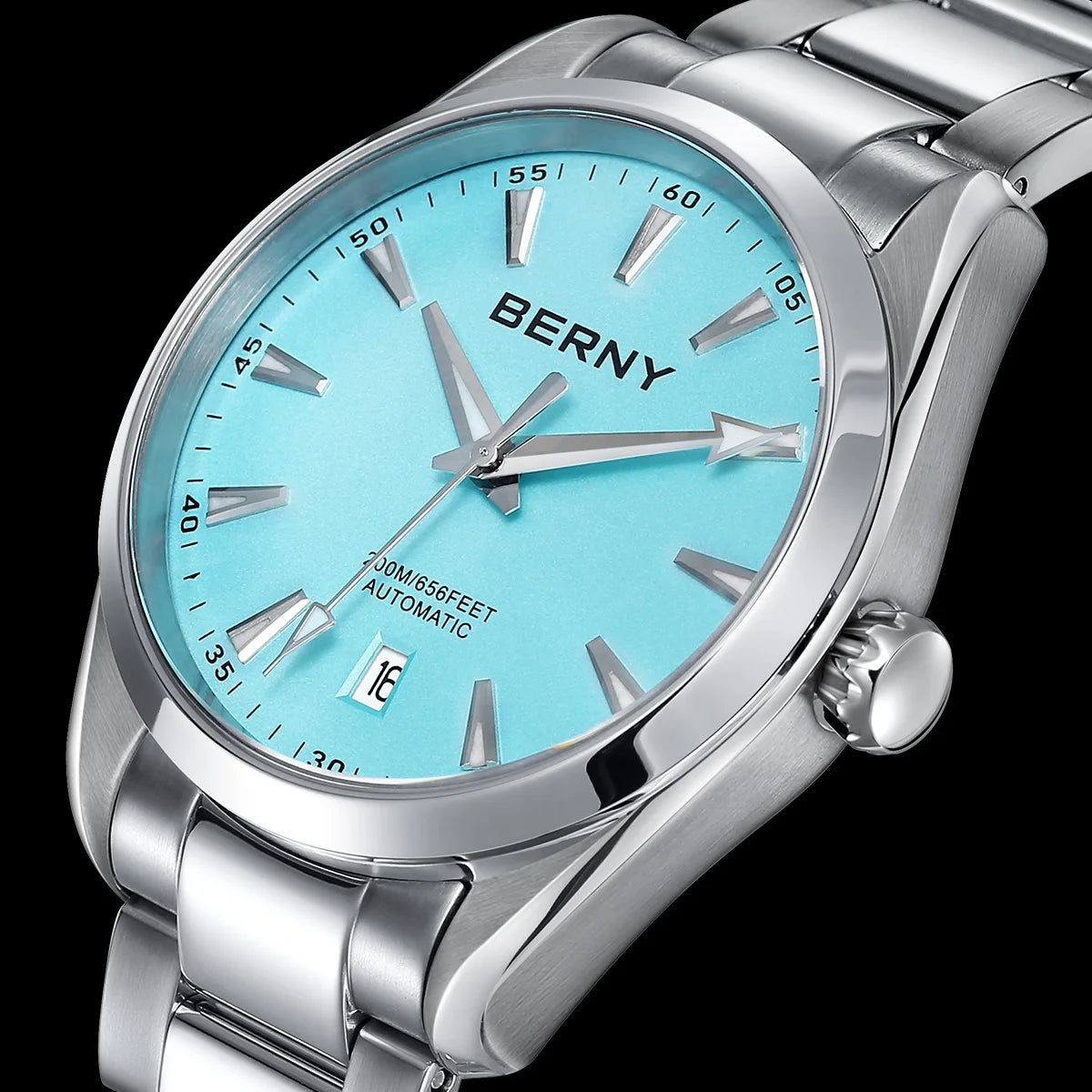 BERNY Automatic Watch for Men Mechanical Wristwatch Waterproof 20ATM Stainless Steel Luxury Sapphire NH35 Automatic Watch Men