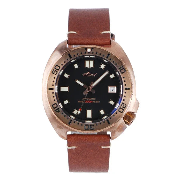 Heimdallr Bronze 45mm 6105 Watch CUSN8 Sapphire Crystal NH35 Automatic Mechanical Watch 20Bar Water Resistant C3 Super Luminous