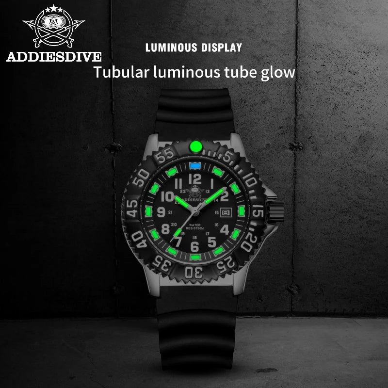 ADDIESDIVE MY-050S Military Watch | 50mm Miyota 2115 | Nylon Strap | Tubular Luminous | 50M