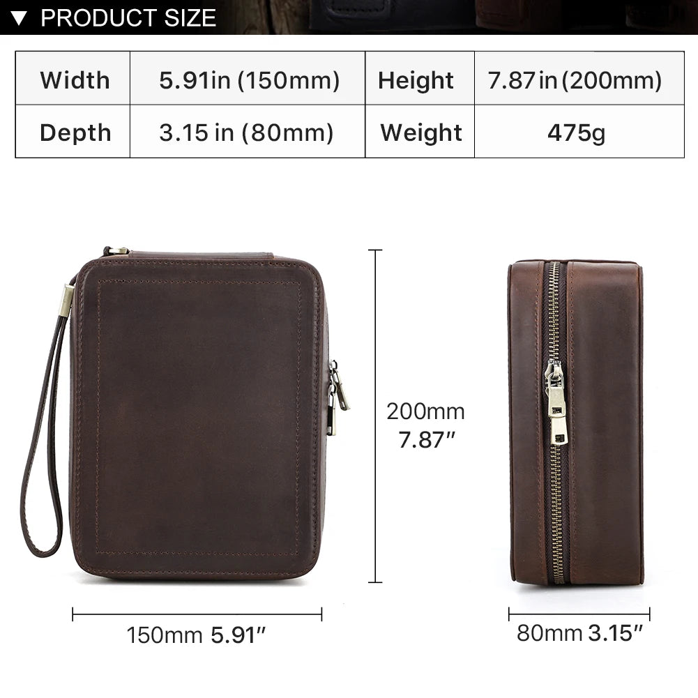 Genuine Leather Watch Travel Case - Watch and Sunglasses Storage Box with Soft Lining