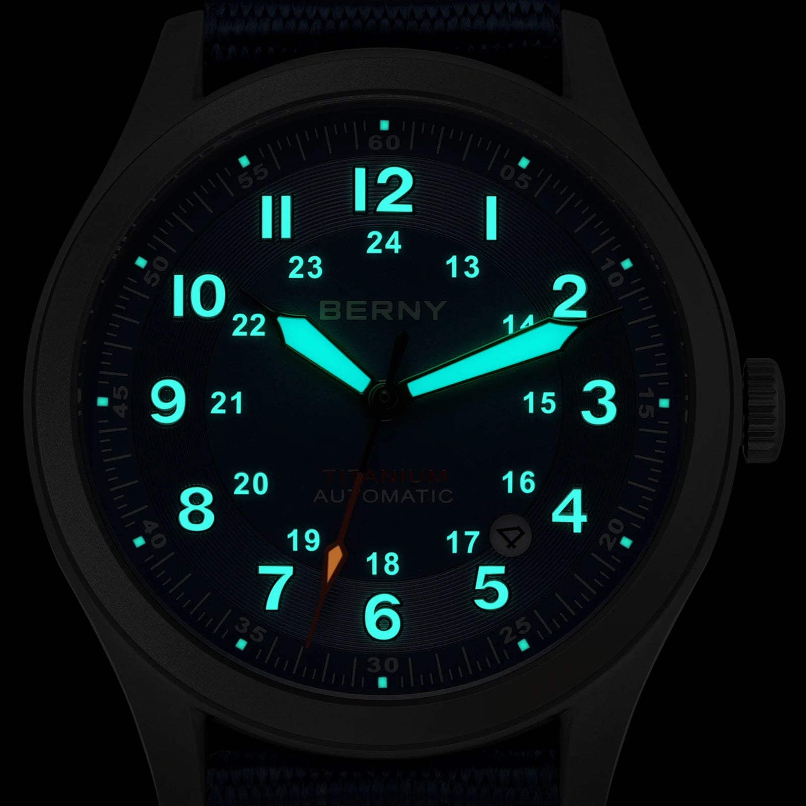 BERNY Automatic Titanium Field Watch - Miyota 8215 Super Luminous Sapphire