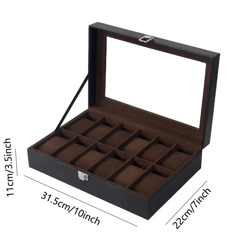 WELLZONE Premium Leather Watch & Jewelry Box - Large Capacity Organizer