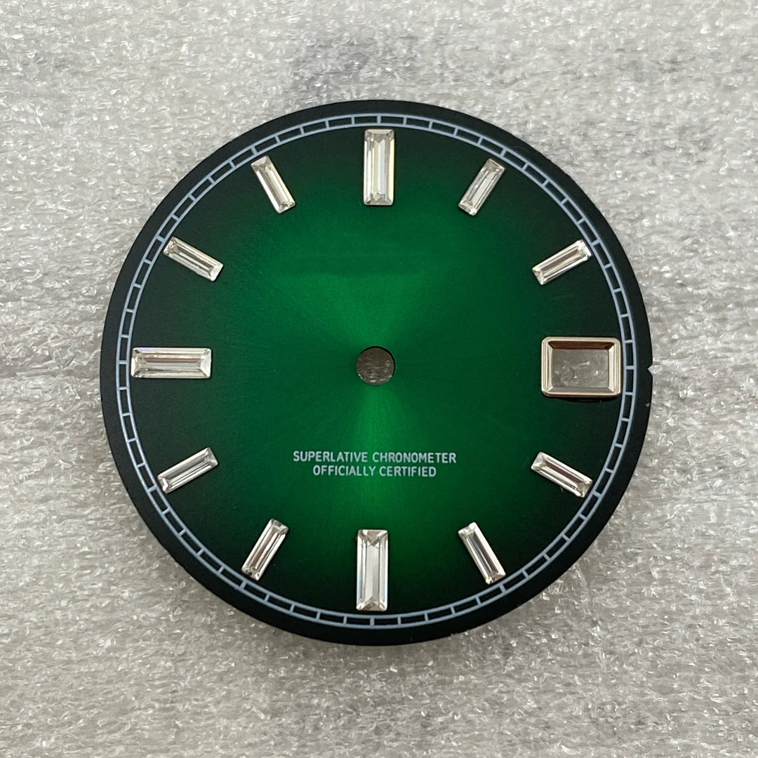 28.5mm Watch Dial - Green Luminous Gradient for NH35/NH35A 3/3.8 Crown, 11 Variants