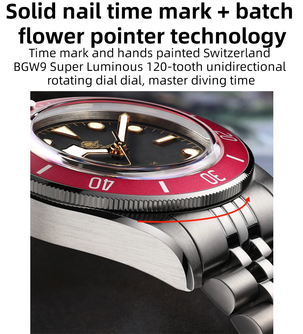 ADDIESDIVE 39mm Automatic Dive Watch - NH35 Movement 200M Sapphire BGW9 Lume