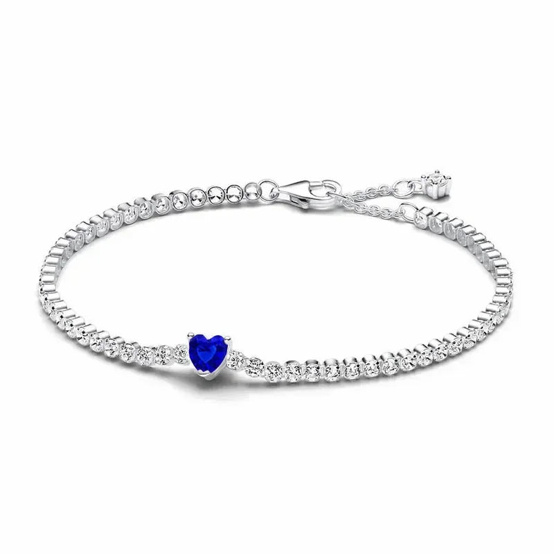 925 Sterling Silver Heart-Shaped Zirconia Tennis Bracelet - Luxury Gift