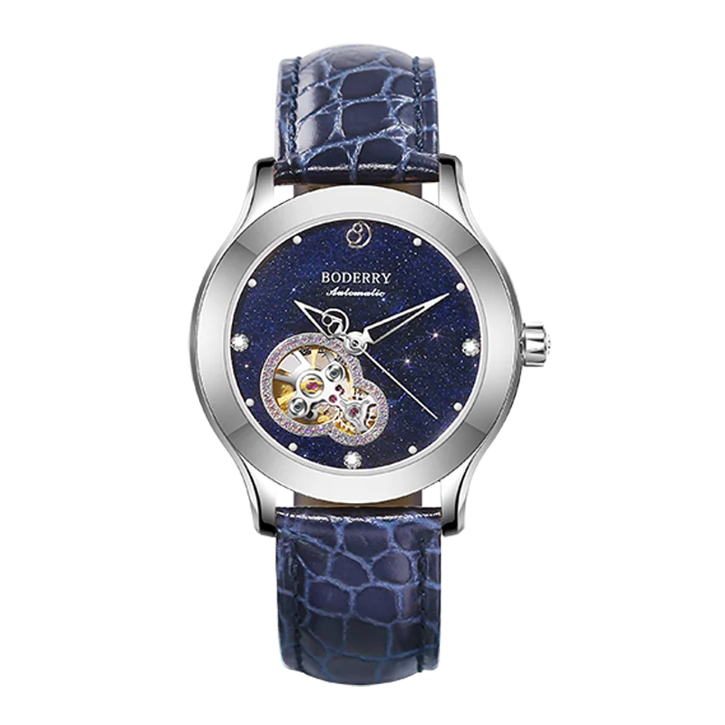 Boderry Luxury Watch Women Automatic Seagull ST1 Diamond Skeleton Sapphire Crystal Glass Female Waterproof Wristwatch Marry Gift