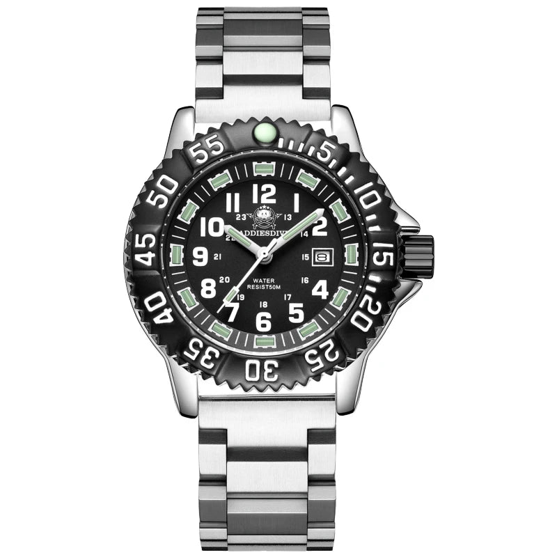 ADDIESDIVE MY-050S Military Watch | 50mm Miyota 2115 | Nylon Strap | Tubular Luminous | 50M