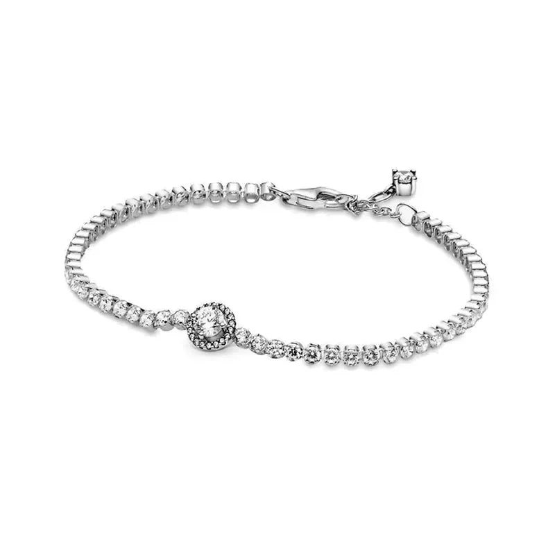 925 Sterling Silver Heart-Shaped Zirconia Tennis Bracelet - Luxury Gift