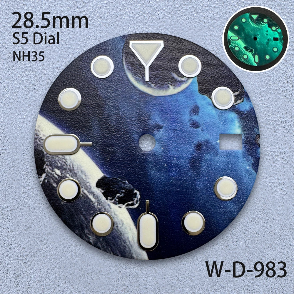 28.5mm S5 Logo Starlit Sky Dial - C3 Green Luminous NH35/NH36