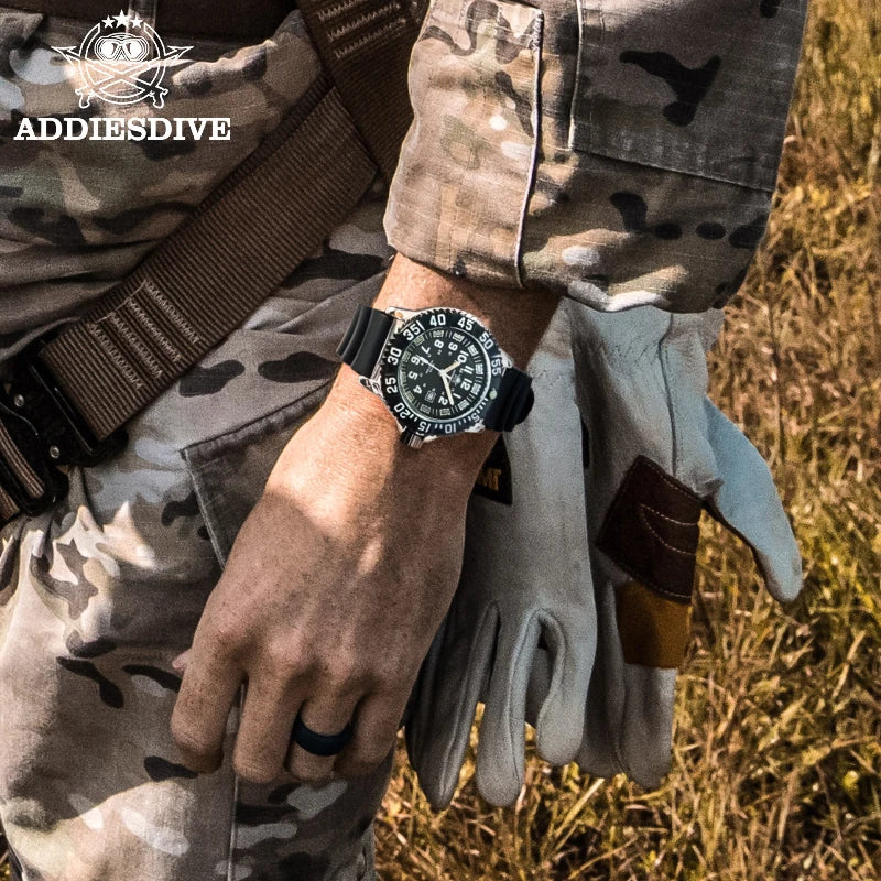 ADDIESDIVE MY-050S Military Watch | 50mm Miyota 2115 | Nylon Strap | Tubular Luminous | 50M