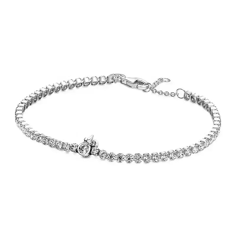 925 Sterling Silver Heart-Shaped Zirconia Tennis Bracelet - Luxury Gift