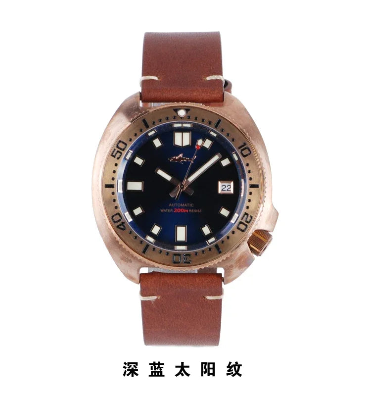 Heimdallr Bronze 45mm 6105 Watch CUSN8 Sapphire Crystal NH35 Automatic Mechanical Watch 20Bar Water Resistant C3 Super Luminous