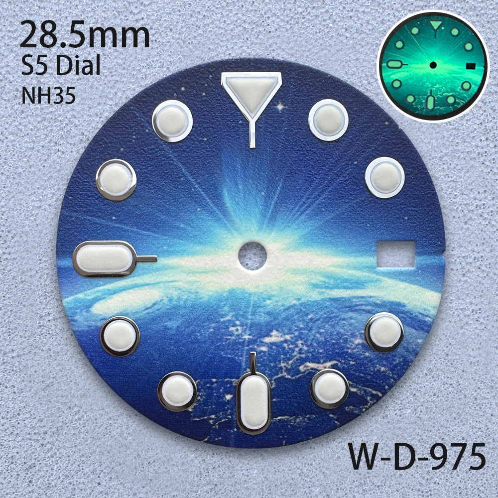 28.5mm S5 Logo Starlit Sky Dial - C3 Green Luminous NH35/NH36