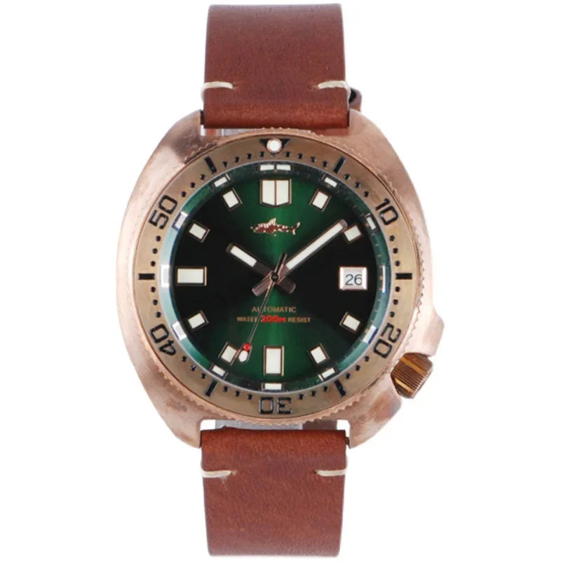 Heimdallr Bronze 45mm 6105 Watch CUSN8 Sapphire Crystal NH35 Automatic Mechanical Watch 20Bar Water Resistant C3 Super Luminous