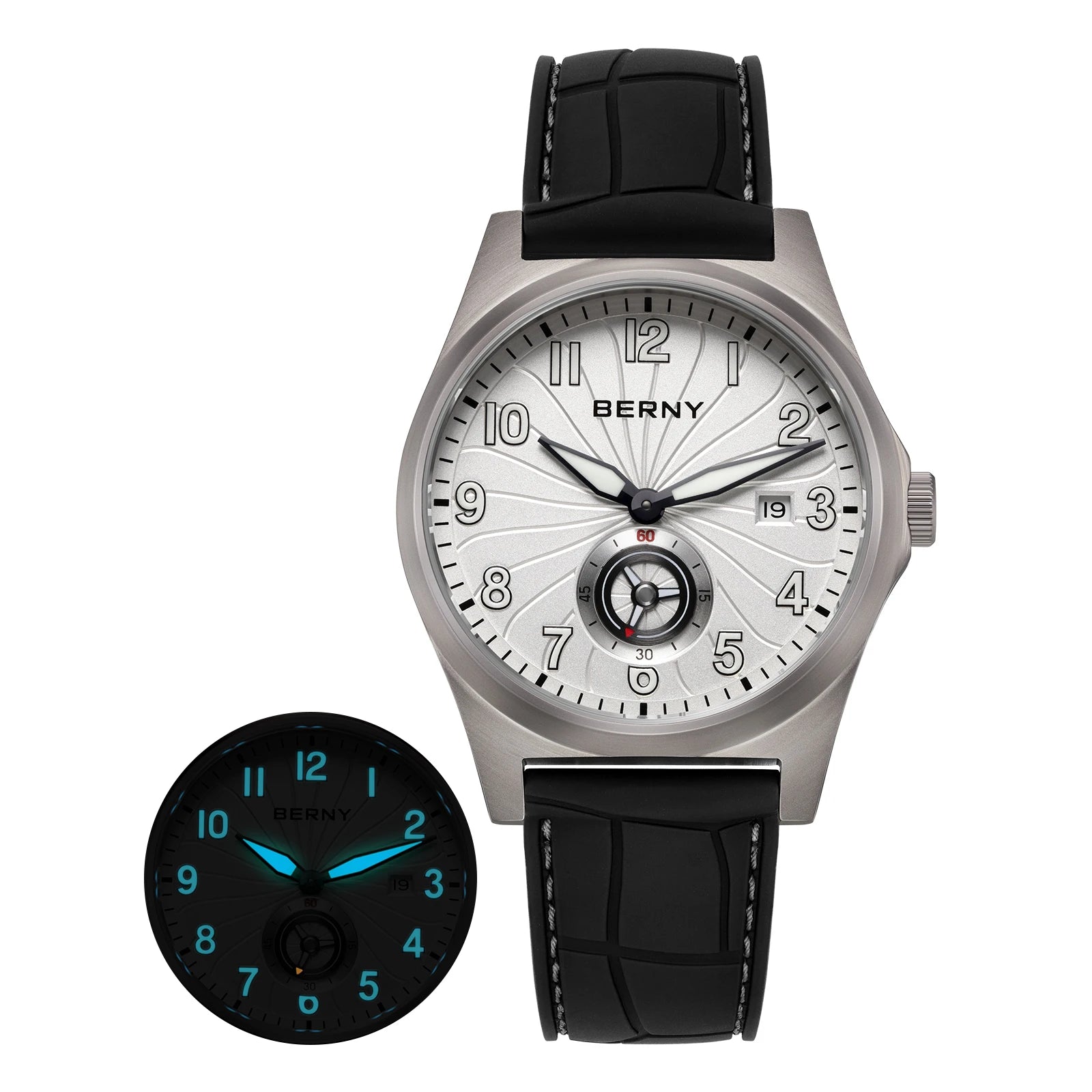 BERNY Titanium Automatic Watch Original Design - 10ATM Super Luminous Sapphire Crystal Fluororubber