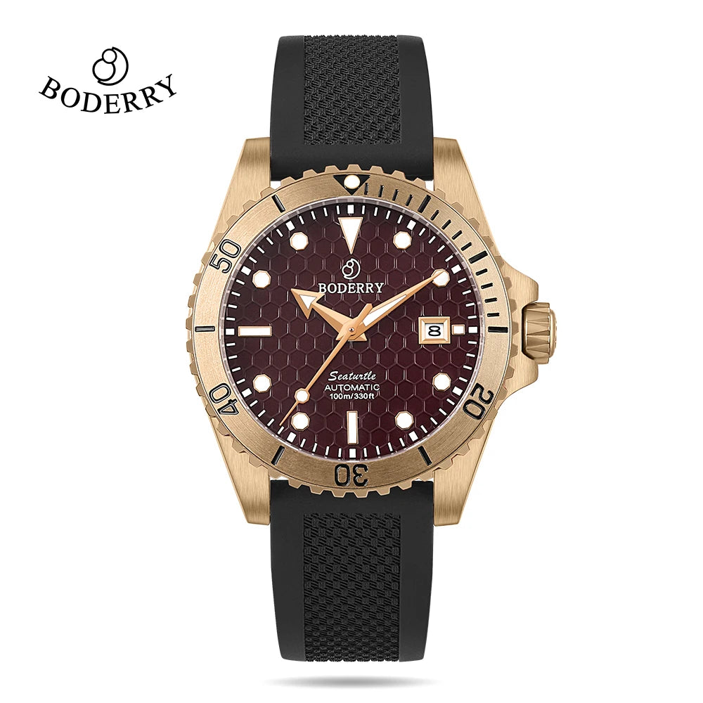 BODERRY Seaturtle Titanium & Bronze Dive Watch - 200M Waterproof Automatic