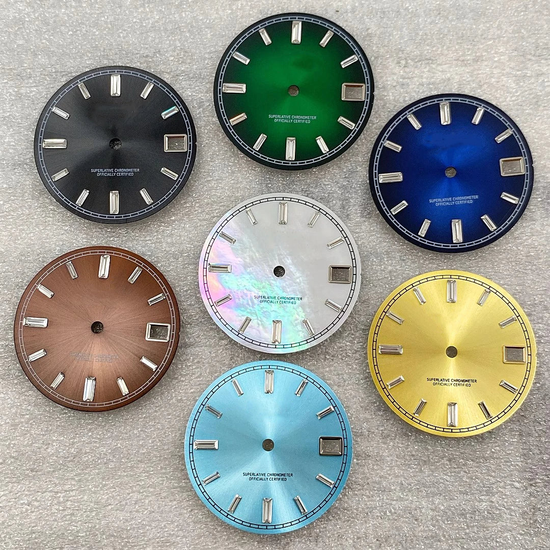 28.5mm Watch Dial - Green Luminous Gradient for NH35/NH35A 3/3.8 Crown, 11 Variants