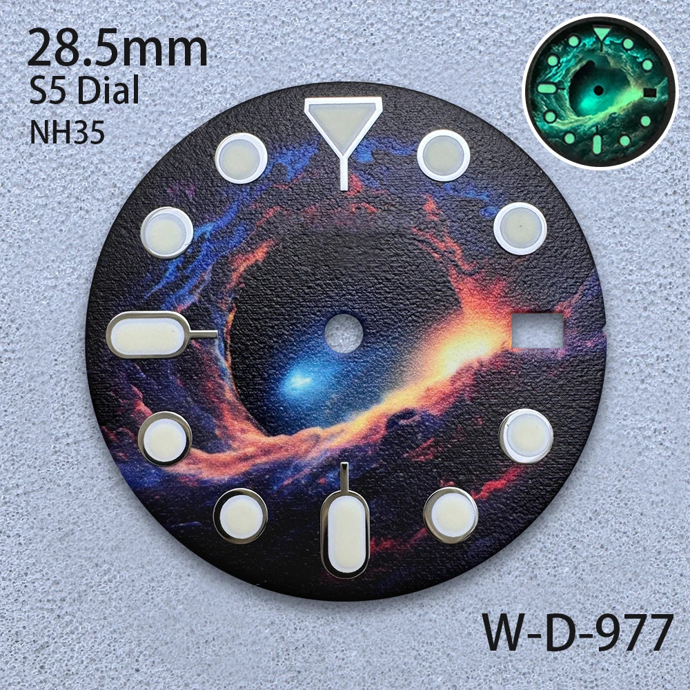 28.5mm S5 Logo Starlit Sky Dial - C3 Green Luminous NH35/NH36