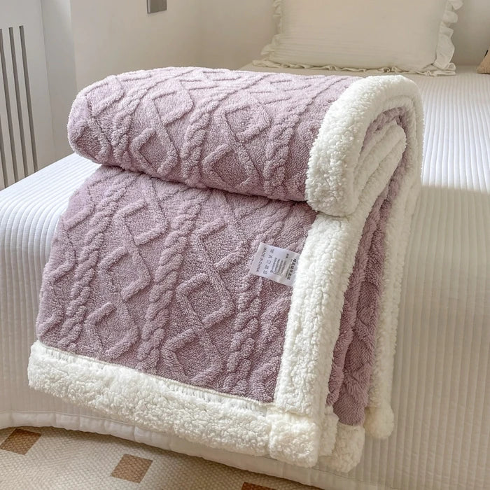 Thickened Thermal Double Layer Fleece Blanket - Tafu Sofa Blanket