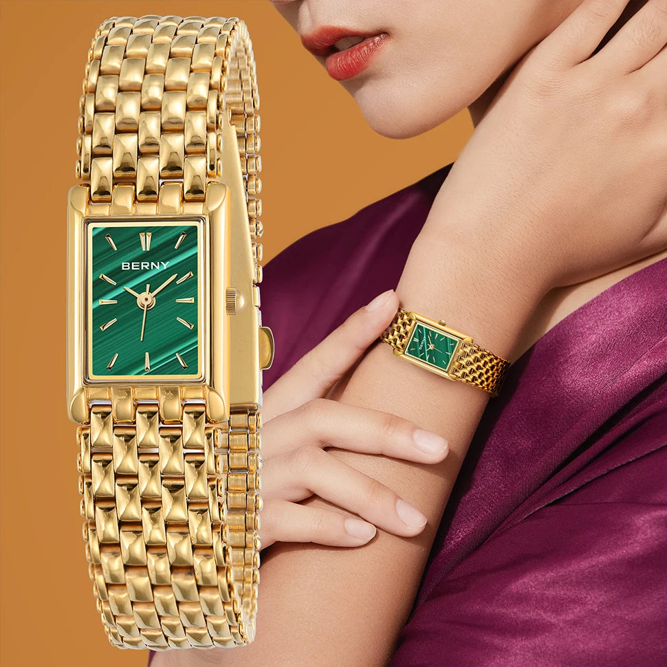 BERNY Gold Couple Watch - Luxury Automatic Stainless Steel Waterproof