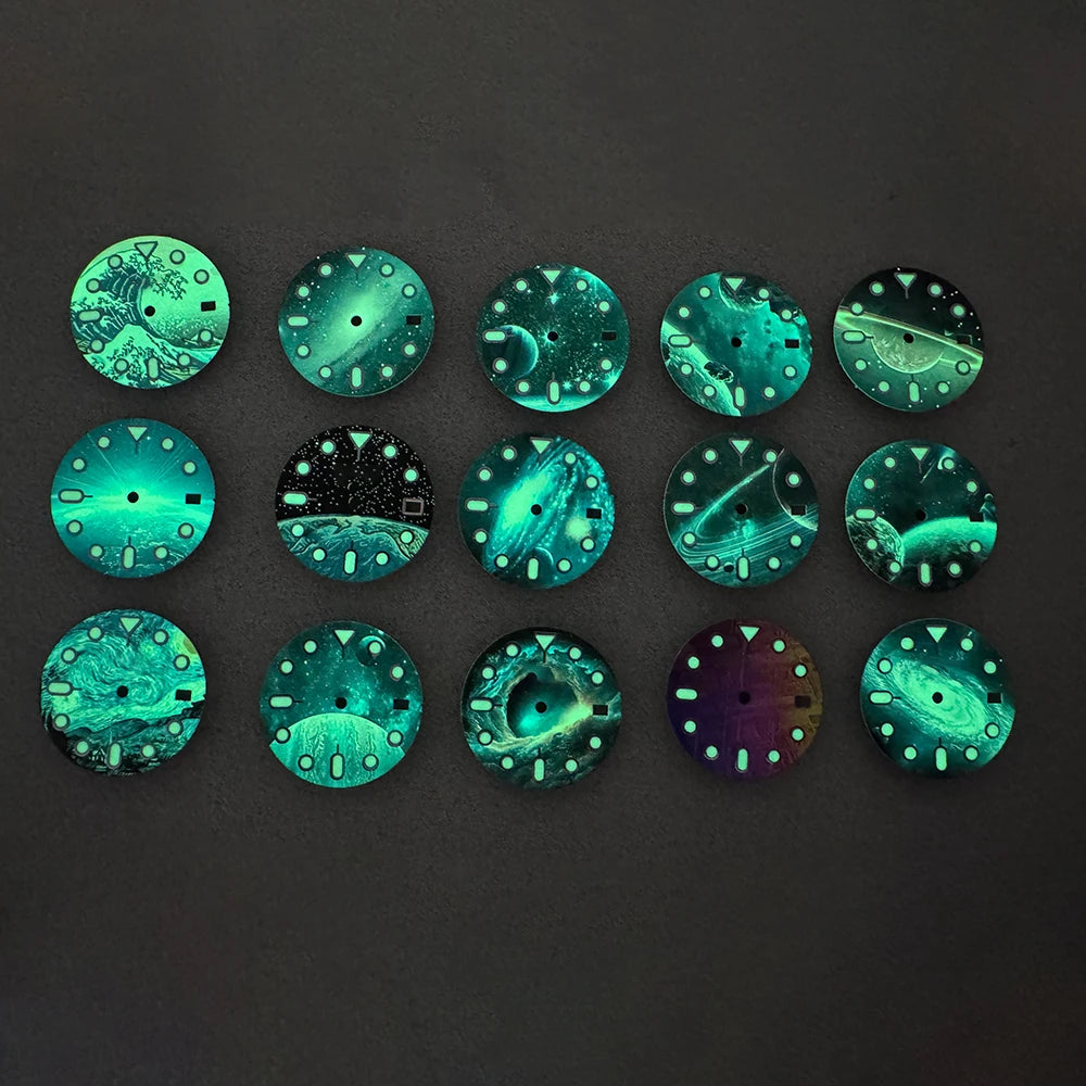 28.5mm S5 Logo Starlit Sky Dial - C3 Green Luminous NH35/NH36