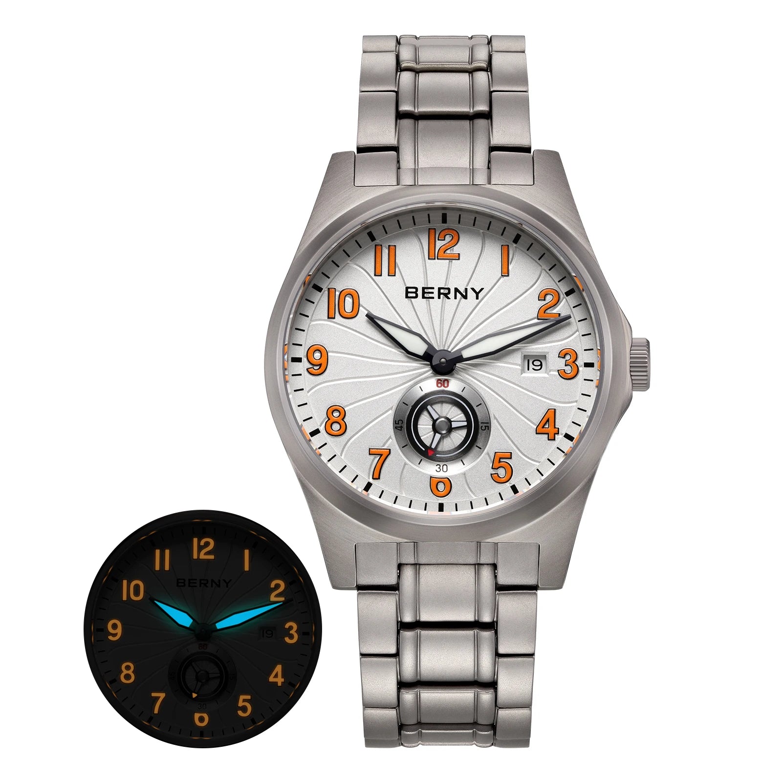 BERNY Titanium Automatic Watch Original Design - 10ATM Super Luminous Sapphire Crystal Fluororubber