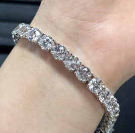 6.5mm Sterling Silver Moissanite Tennis Chain Bracelet - 20cm