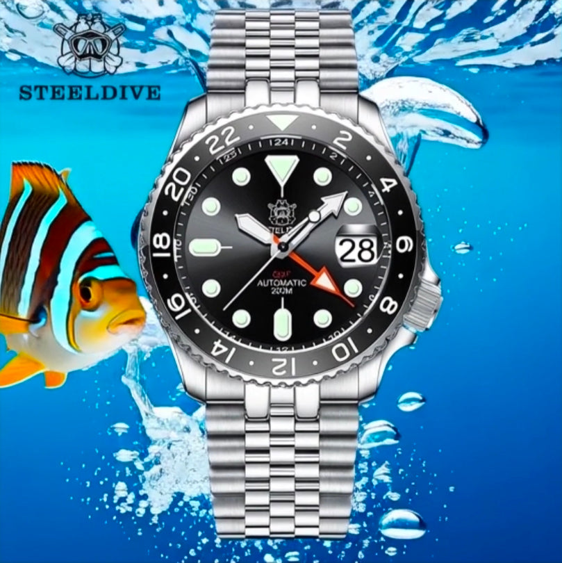 STEELDIVE SD1994L GMT Automatic Dive Watch - 42mm NH34 200M Waterproof Sapphire